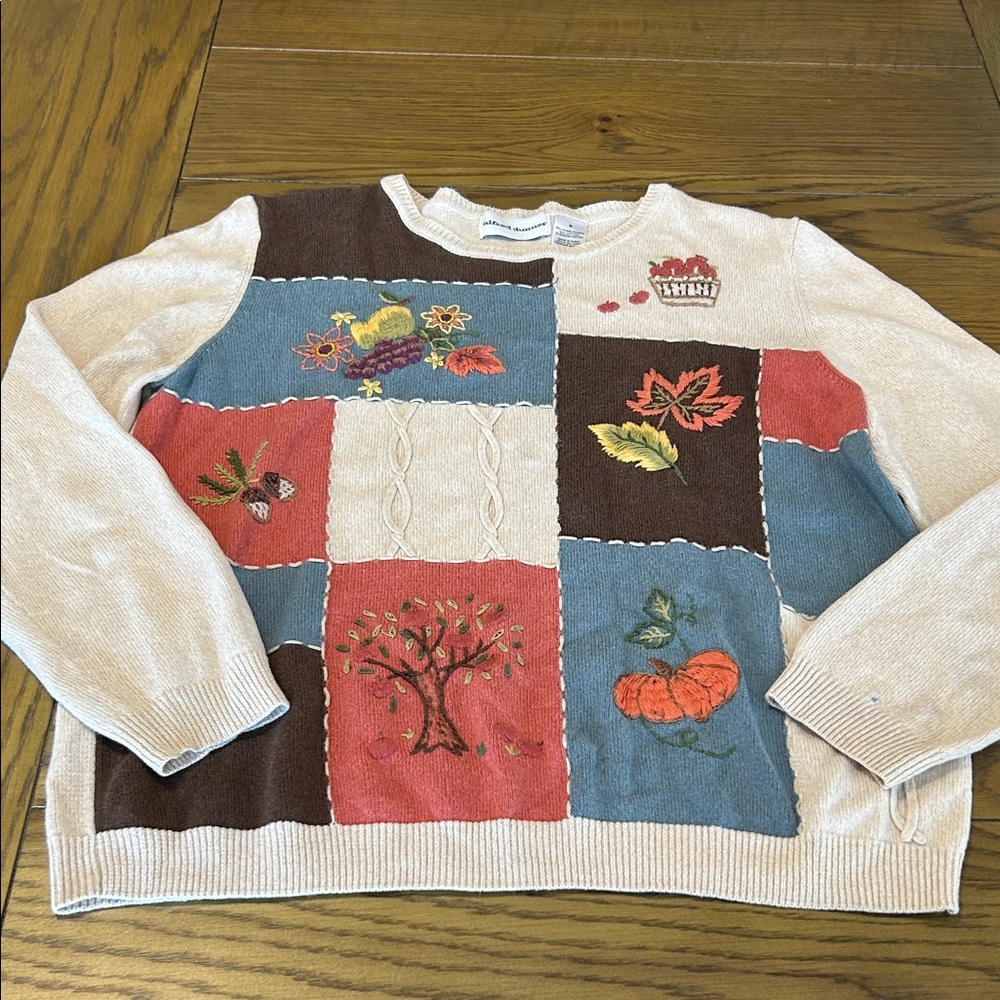 Colorful fall Patchwork Sweater size Med